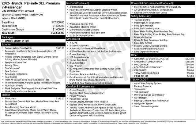 2026 Hyundai Palisade SEL Premium 7 Passenger
